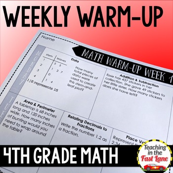Preview of 4th Grade Math Morning Work - Bell Ringer or Warm Up Activity - Spiral Review