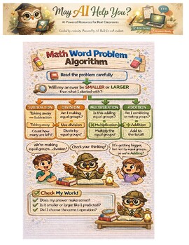 Preview of 4th Grade Math Word Problem Study Buddy | Multi-Step Problem Solving & Algorithm