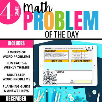 Preview of 4th Grade Math Word Problem of the Day | December Digital Math Problem Solving