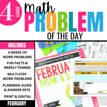 Preview of 4th Grade Math Word Problem of the Day | February Math Problem Solving Bundle