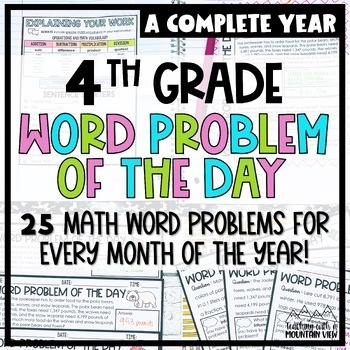 Preview of 4th Grade Math Word Problem of the Day | Bundle