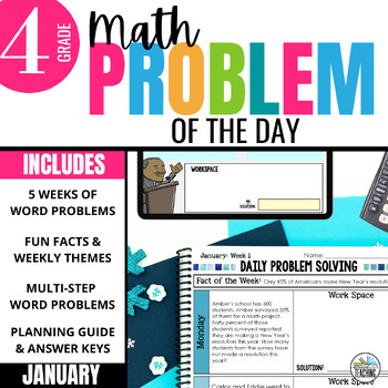 Preview of 4th Grade Math Word Problem of the Day | January Math Problem Solving Bundle