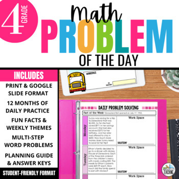 Preview of Daily Math Word Problems for 4th Grade: Multi-Step Math Problem Solving Bundle