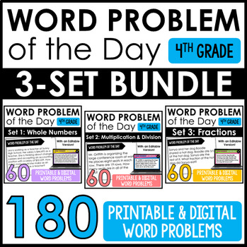 Preview of 4th Grade Math Word Problems | Word Problem of the Day BUNDLE