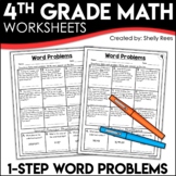 4th Grade Math Word Problems Worksheets 1 Step Word Proble