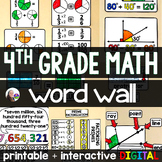 4th Grade Math Word Wall | 4th Grade Math Classroom Vocabulary