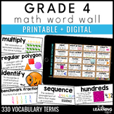 4th Grade Math Word Wall | Printable Vocabulary Cards and 