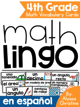 Preview of 4th Grade Math Word Wall in Spanish | Tarjetas de vocabulario para matemáticas