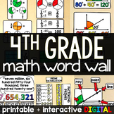 4th Grade Math Word Wall - print and digital math vocabulary