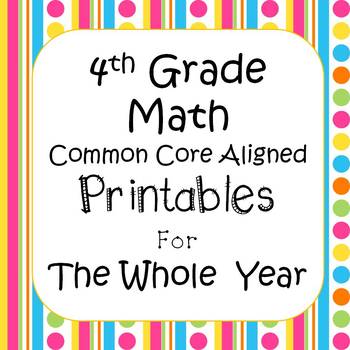 Preview of 4th Grade Math Worksheets Math Spiral Review State Test Prep End of Year Review