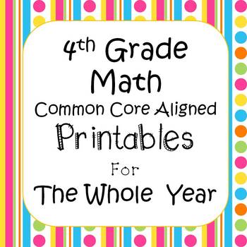 Preview of 4th Grade Math Worksheets Spiral Review State Test Prep Back to School 