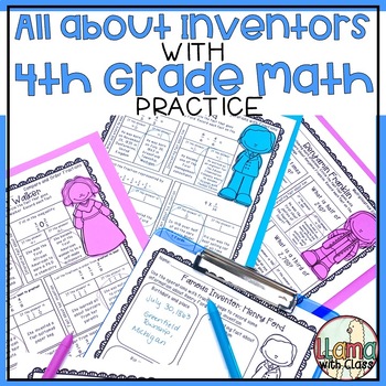 Preview of 4th Grade Math Worksheets + Biography Quick Facts - 4th Grade Summer Math Review