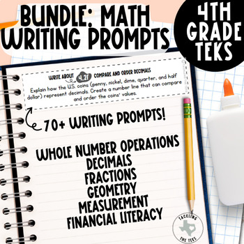 Preview of 4th Grade Math Writing Journal Prompts Bundle with 70+ Math Prompts
