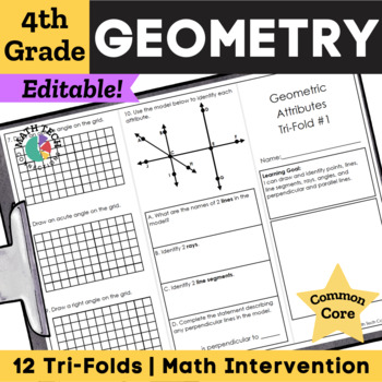 Preview of 4th Grade Math Intervention Worksheets, Geometry, Symmetry, Classify Shapes