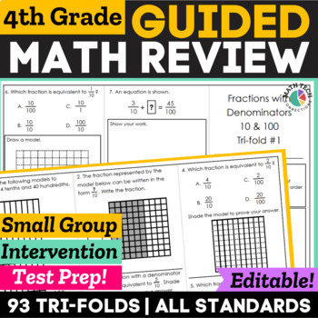 Preview of 4th Grade Math Spiral Review | Guided Math Intervention | Test Prep Worksheets