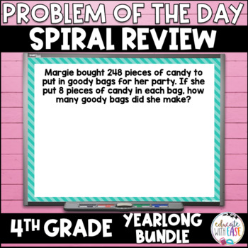 Preview of 4th Grade Math YEAR LONG SPIRAL REVIEW | Problem of the Day Google Slides