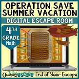 4th Grade End of the Year Math Activity Digital Escape Roo