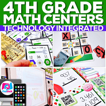 Preview of 4th Grade Math Centers | Technology Integrated | MEGA BUNDLE