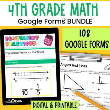 Preview of 4th Grade Math Practice, Review and Assessment Activities for Google Forms™