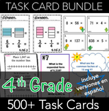 4th Grade Mathematics Task Card BUNDLE (w/ Spanish Versions)