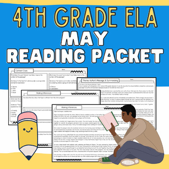 Preview of 4th Grade: May CC Reading Packet Independent Work, Early Finisher, Morning Work