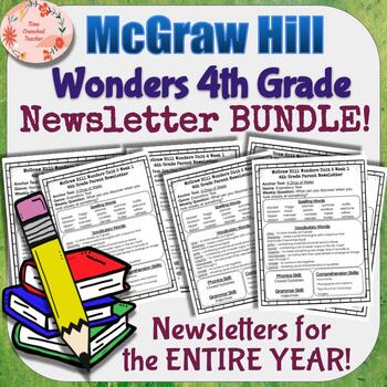 Preview of 4th Grade McGraw Hill Wonders PARENT NEWSLETTER BUNDLE