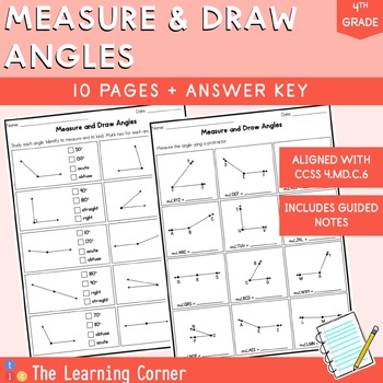 4th Grade Measure and Draw Angles Worksheet (4.MD.C.6) | TPT