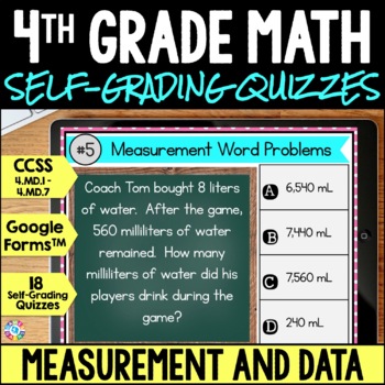 Preview of 4th Grade Measurement & Data Assessments - Conversions, Angles, Area & Perimeter