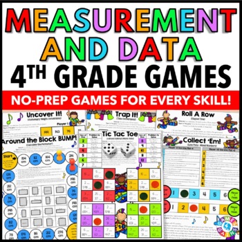 Preview of Measurement Worksheet Games 4th Grade Conversions Elapsed Time Perimeter & Area
