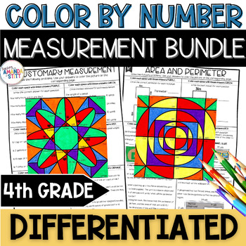 Preview of 4th Grade Measurement Worksheet Bundle - Angles, Conversions, Area and Perimeter