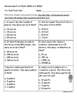 4th grade measurement and data assessment practice or