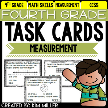 Preview of 4th Grade Measurement and Data Math Centers, Review, and Test Prep Task Cards