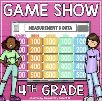Preview of 4th Grade Measurement and Data Test Prep Jeopardy Game 4.MD.1, 4.MD.2, 4.MD.3