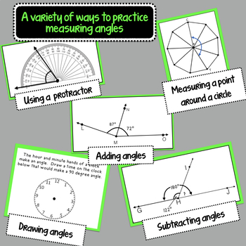 4th Grade Measuring Angles with Protractors Task Cards - Set of 32