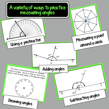 measure angles with a protractor task cards digital printable