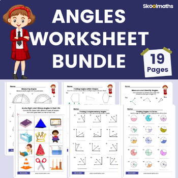 Preview of 4th Grade Measuring Angles and Types of Angles {4.MD.6} Worksheets