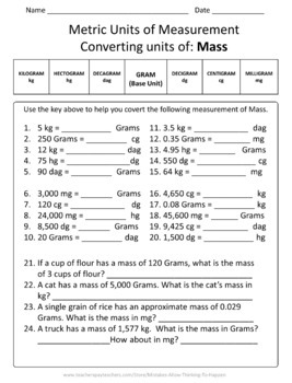 4th Grade Metric System Worksheet Practice Set | TpT