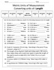 4th Grade Metric System Worksheet Practice Set | TpT