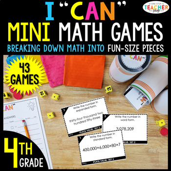 Preview of 4th Grade Mini I CAN Math Games & Centers | 43 Game BUNDLE