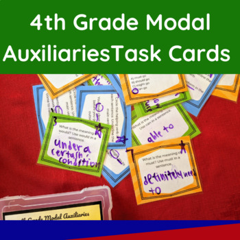 Preview of 4th Grade Modal Auxiliaries Task Cards Language Skills and Grammar Practice