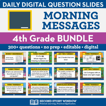 Preview of 4th Grade Morning Messages Google Slides Bundle for Morning Meeting - Editable 