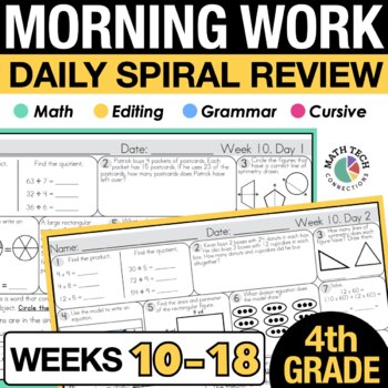 Preview of 4th Grade Math Morning Work | 4th Grade Spiral Review | Math Homework Set 2