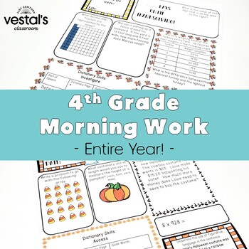 Preview of 4th Grade Morning Work Bundle: Entire Year -- Daily ELA and Math Spiral Review!