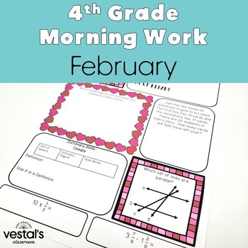 Preview of 4th Grade Morning Work: February -- Daily ELA and Math Spiral Review!