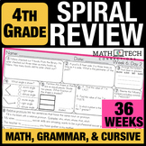 4th Grade Math Spiral Review Morning Work Back to School Math Activities