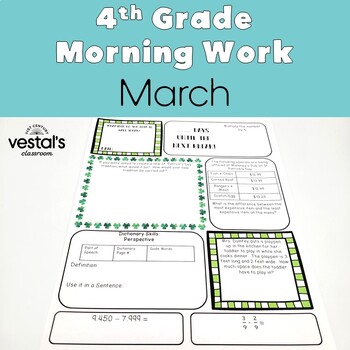 Preview of 4th Grade Morning Work: March -- Daily ELA and Math Spiral Review!