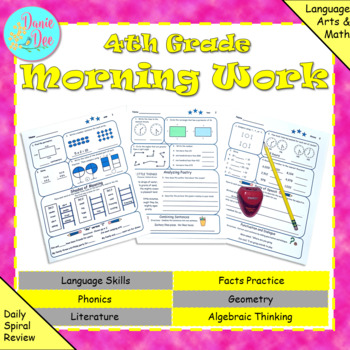 Preview of 4th Grade Morning Work (Math and ELA) - Google Classroom, Easel, PDF