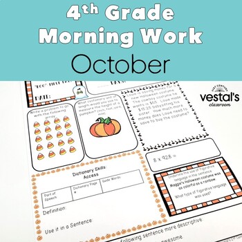 Preview of 4th Grade Morning Work: October -- Daily ELA and Math Spiral Review!