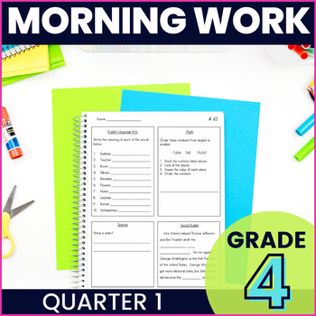 Preview of 4th Grade Morning Work - Set 1 (ELA, Math, Science, and Social Studies)