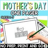 4th Grade Mother's Day Differentiated AVID One Pager Keeps